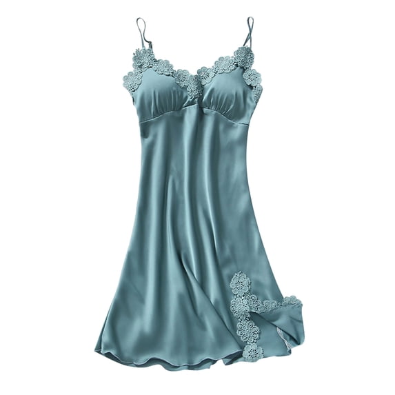 BJUTIR Pajamas For Women Sweet Solid Color Imitation Silk Bud Silk Belt Pad Gathered Suspender Nightdress