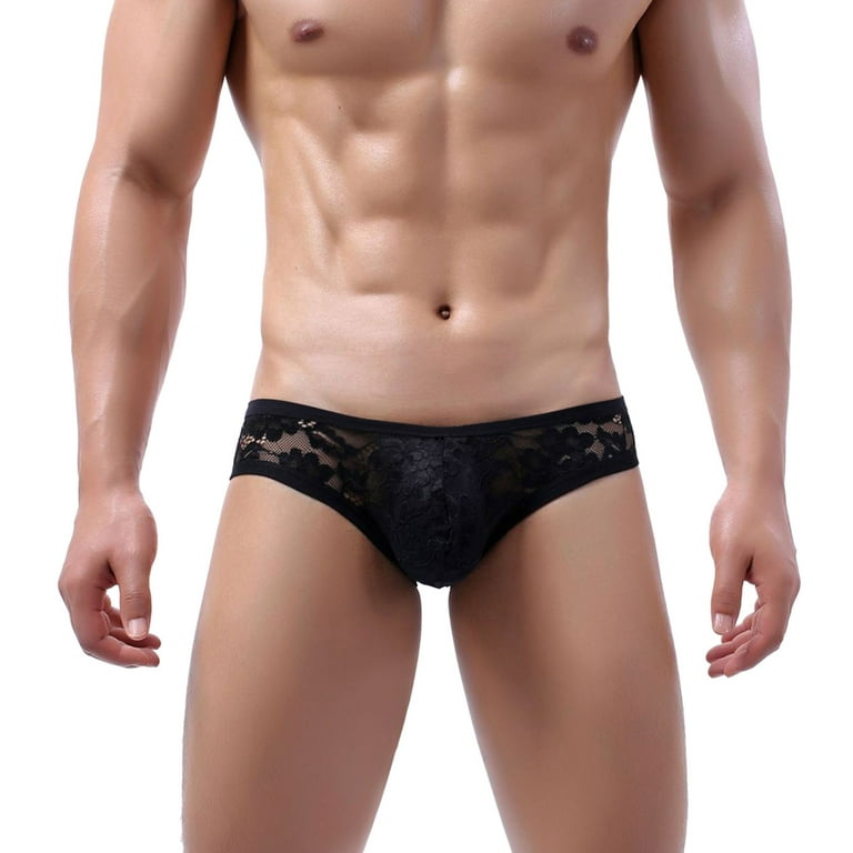 Panties For Men Solid Color Breathable Low Waist Knitted Lace Briefs Mens  Underwear