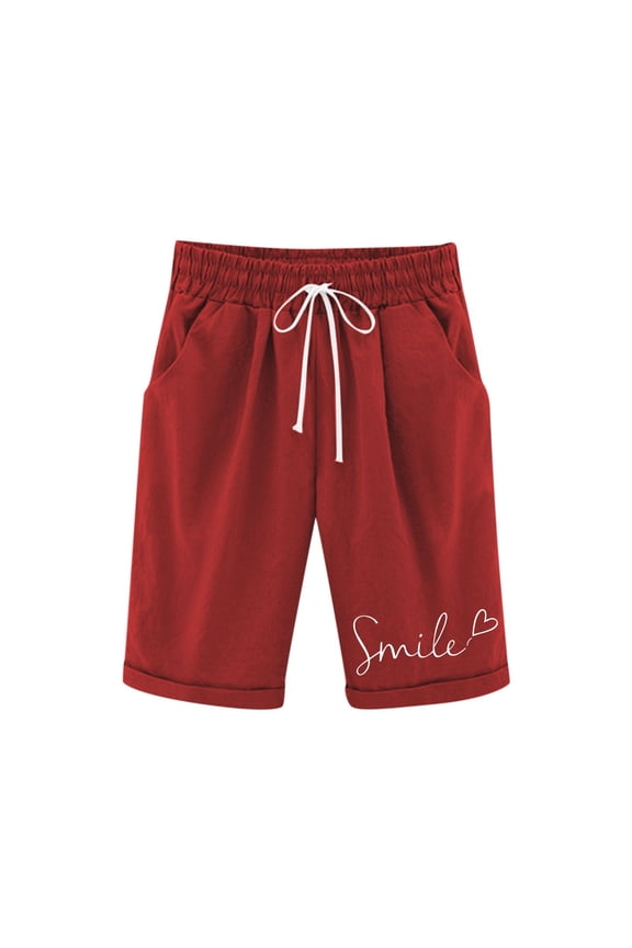 Shorts For Girls Kids Drawstring Elastic Waist Shorts Casual Solid Color Letter Print Knee Length Shorts With Pockets Lightweight Pants Size 3-4 Years