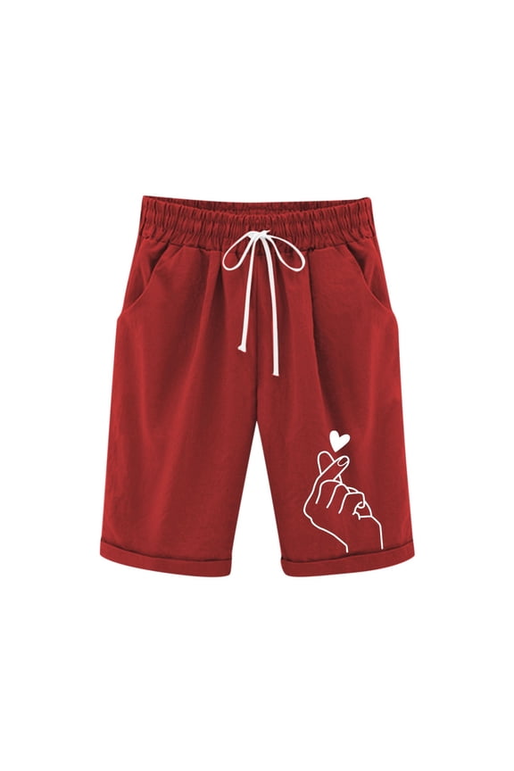 Shorts For Girls Kids Drawstring Elastic Waist Shorts Casual Solid Color Letter Print Knee Length Shorts With Pockets Versatile Pants Size 3-4 Years