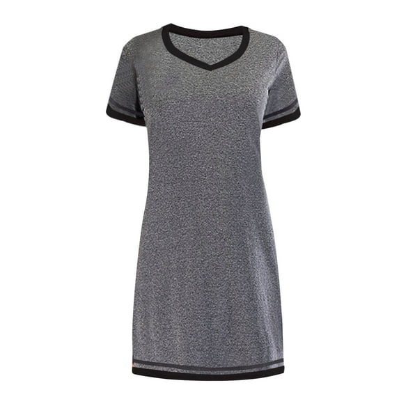 BJUTIR Sleepwear For Womens Nightgown Summer Casual Soft And Comfortable Round Neck Loose Contrast Color Short Sleeved Multi Color Nightdress