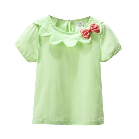 BJUTIR Summer Girls Flower Neck Bow Short Sleeve T Casual Outing Seaside Holiday 1 To 10 Years Tops For Teen Girls