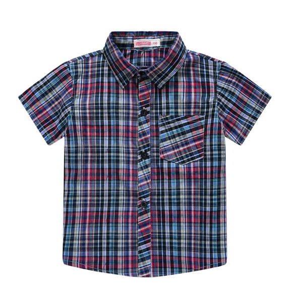 BJUTIR Summer Shirts For Boys Toddler Short Sleeve Fashion Plaid Shirt Tops Coat Outwear For Babys Clothing
