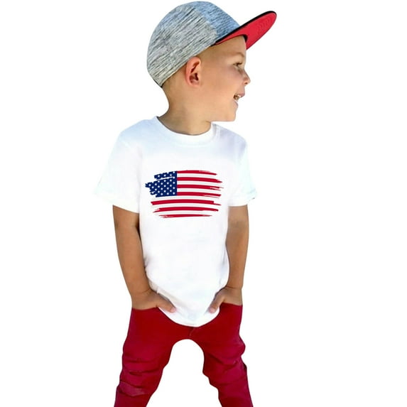BJUTIR Boys Tshirts Kids Baby 4Th Of July Summer Short Sleeve Independence Day T Shirt Tee Tops For 5-6 Years