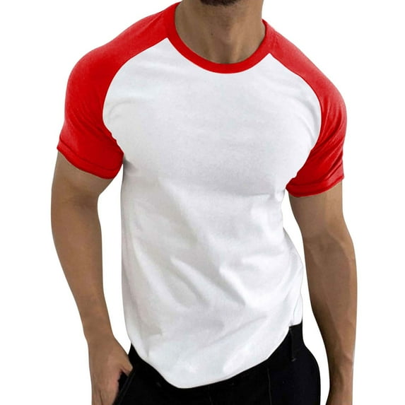 BJUTIR T Shirts For Men Spring Summer Casual Sports Color Block Raglan Sleeves Round Neck T Shirt