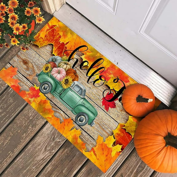 BJUTIR Thanksgiving Decor Fall Decorative Door Mat Farmhouse Happy Fall Yall Doormat Autumn Buffalo Plaid Doormats Non Fall Indoor Floor Mat Low Profile Entryway Rug