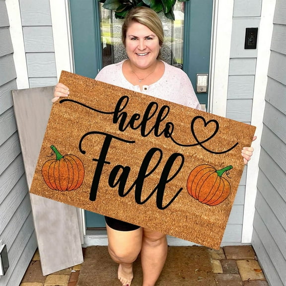 BJUTIR Thanksgiving Home Autumn Front Door Door Mat Carpet Pumpkin Letter Print Floor Mat Decoration