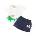 thumbnail image 1 of BJUTIR Toddler Boys Girls Short Sleeve Cartoon Dinosaur Printed T Shirt Tops Shorts Outfits For 0-3 Months, 1 of 8