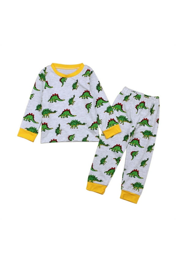Toddler Boys Outfit Sets Kids Toddler Baby Boys Cotton Polka Dot Autumn Dinosaur Long Sleeve Pants Sleepwear Set Clothes