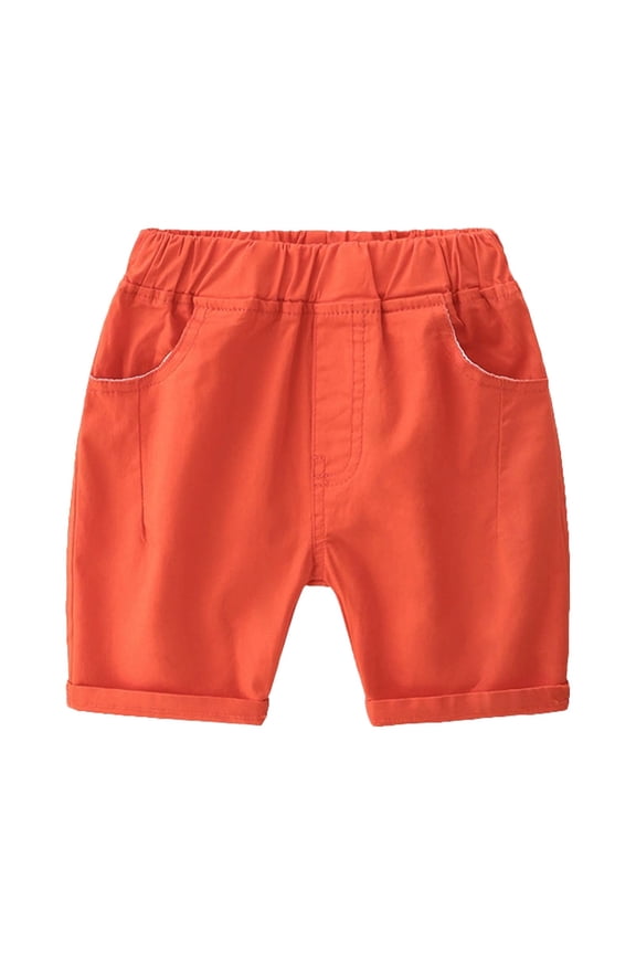 Toddler Boys Shorts Loose Fit Casual Shorts Breathable 5 Point Play Pants For Everyday Outdoor Activities Classic Orange Boy Pants Size 6-7 Years