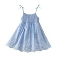 thumbnail image 1 of BJUTIR Toddler Girl Bodysuit Onesie Summer Dress Flower Pattern Hollowed Out Vest Bow Strap Suspender Skirt Casual Outing For 1 To 8 Years, 1 of 8