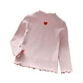 thumbnail image 1 of BJUTIR Toddler Girl Tee Kids Baby Spring Heart Print Cotton Ruffle Long Sleeve Knitted T Shirt Pullover Tops Clothes For 2-3 Years, 1 of 6