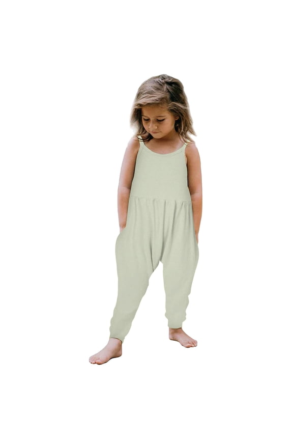 Toddler Girls Baby Kids Solid Jumpsuit Strap Romper Summer Harem Pants Backless Playsuit Outfits Clothes Bodysuit For Baby Girl