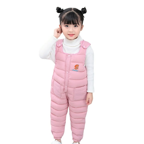 BJUTIR Toddlers Boys Clothes Child Kids Toddler Toddler Baby Girls Cute Cartoon Letter Jumpsuit Cotton Wadded Thicken Suspender Snow Bib Ski Pants Overalls Trousers Outfit Clothes