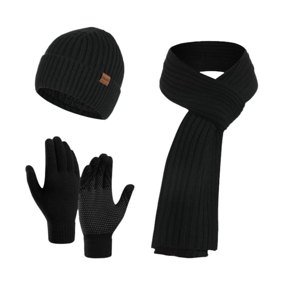 BJUTIR Women&Men Autumn And Winter Warm Wool Hat Scarf Gloves Slouchy Three Pieces Winter Snow Knit Cap Screen Mittens Scarves Sets 2023