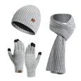 thumbnail image 1 of BJUTIR Women&Men Autumn And Winter Warm Wool Hat Scarf Gloves Slouchy Three Pieces Winter Snow Knit Cap Screen Mittens Scarves Sets 2023, 1 of 4