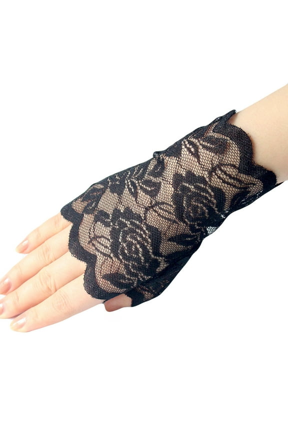Women Short Fingerless Lace Gloves Vintage Adult Girls Ladies Glove Winter Accessories