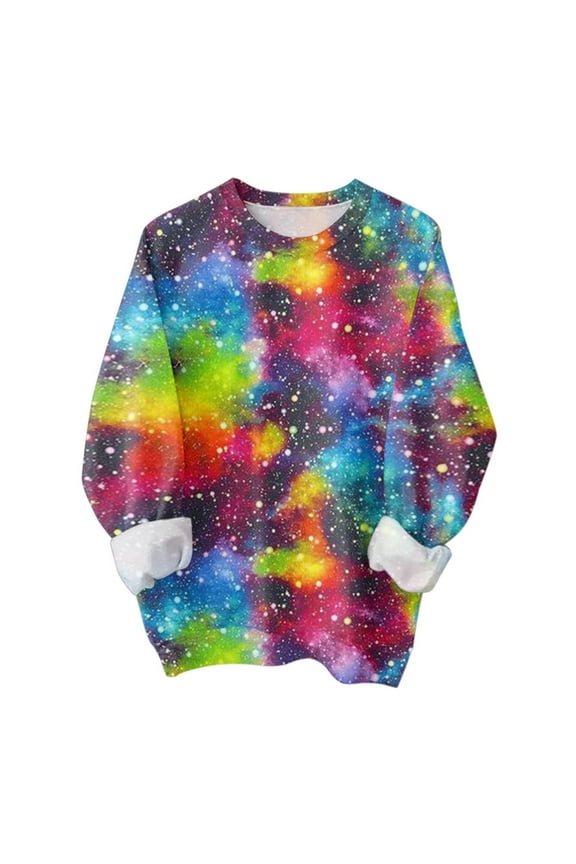 Women Sweatshirts & Hoodies S Tie Dye Printed Long Sleeve Sweatshirt Crew Neck Sweatshirt Hooded Sweatshirt