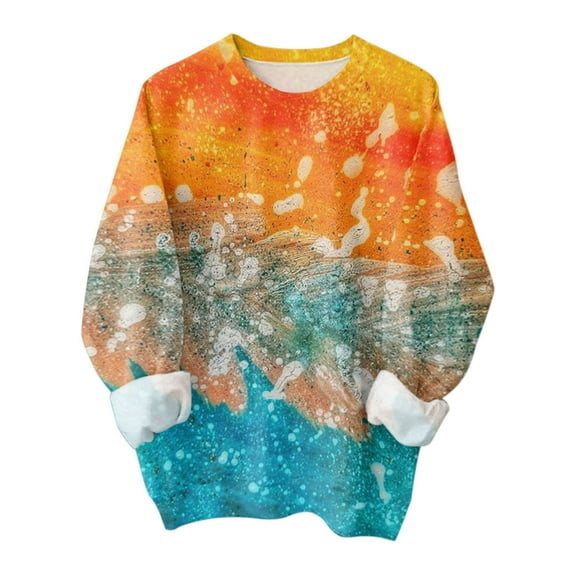 BJUTIR Women Sweatshirts & Hoodies S Tie Dye Printed Long Sleeve Sweatshirt Crew Neck Sweatshirt Hooded Sweatshirt