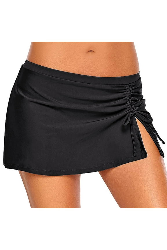 Women Swim Skirt Bottoms High Waisted Bathing Suit Swimsuits Skirts Pleated Skorts Boxer Liner Swim Pants For Men Women