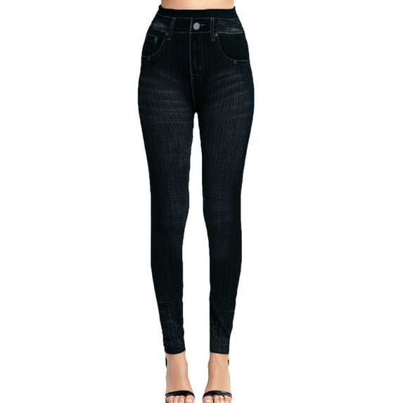 BJUTIR Women Workout Leggings Leggings For Elastic Jeans Leggings Thermal Stripe Print Imitation Denim Leggings Tights Hiking Pant Outfits Yoga Pants