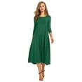 thumbnail image 1 of BJUTIR Womens Dresses Casual Solid Dress Round Neck Long Sleeve Mid Calf Swing Dress, 1 of 4
