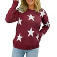 thumbnail image 1 of BJUTIR Womens Pullover Sweaters Women Long Sleeve Sweater Casual Elegant Round Neck Star Pattern Plus Size Knit Sweater Top, 1 of 6