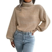 BJUTIR Womens Pullover Sweaters Womens Turtleneck Tunic Fall Sweaters Long Batwing Sleeve Spilt Hem Pullover Knit Sweater Tops