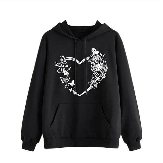 BJUTIR Womens Sweatshirt Oversized Hoodie Womens Casual Butterfly Printing Pullover Hooded Pocket Long Sleeve Sweatshirts