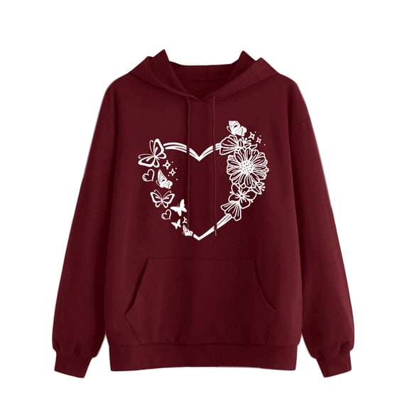 BJUTIR Womens Sweatshirt Oversized Hoodie Womens Casual Butterfly Printing Pullover Hooded Pocket Long Sleeve Sweatshirts