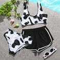 thumbnail image 1 of BJUTIR little big girls fashion swimwear Baby Girl Outfits Cow Print Suspender Swimwear Summer Shorts 3PCS Bikini Swimsuit, 1 of 4