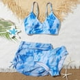 thumbnail image 1 of BJUTIR little big girls fashion swimwear Summer Cute Crisscross To Dyeing Printing Floral Print Three Piece Swimsuit, 1 of 9