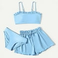 thumbnail image 1 of BJUTIR little big girls fashion swimwear Toddler 3 Piece Swimsuits Soild Bikini Rullfe Bathing Suit Briefs Bikini Swimwear Set, 1 of 7