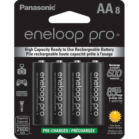 BK-3HCCA8BA pro AA High Capacity Ni-MH Pre-Charged Rechargeable Batteries, 8-Battery Pack
