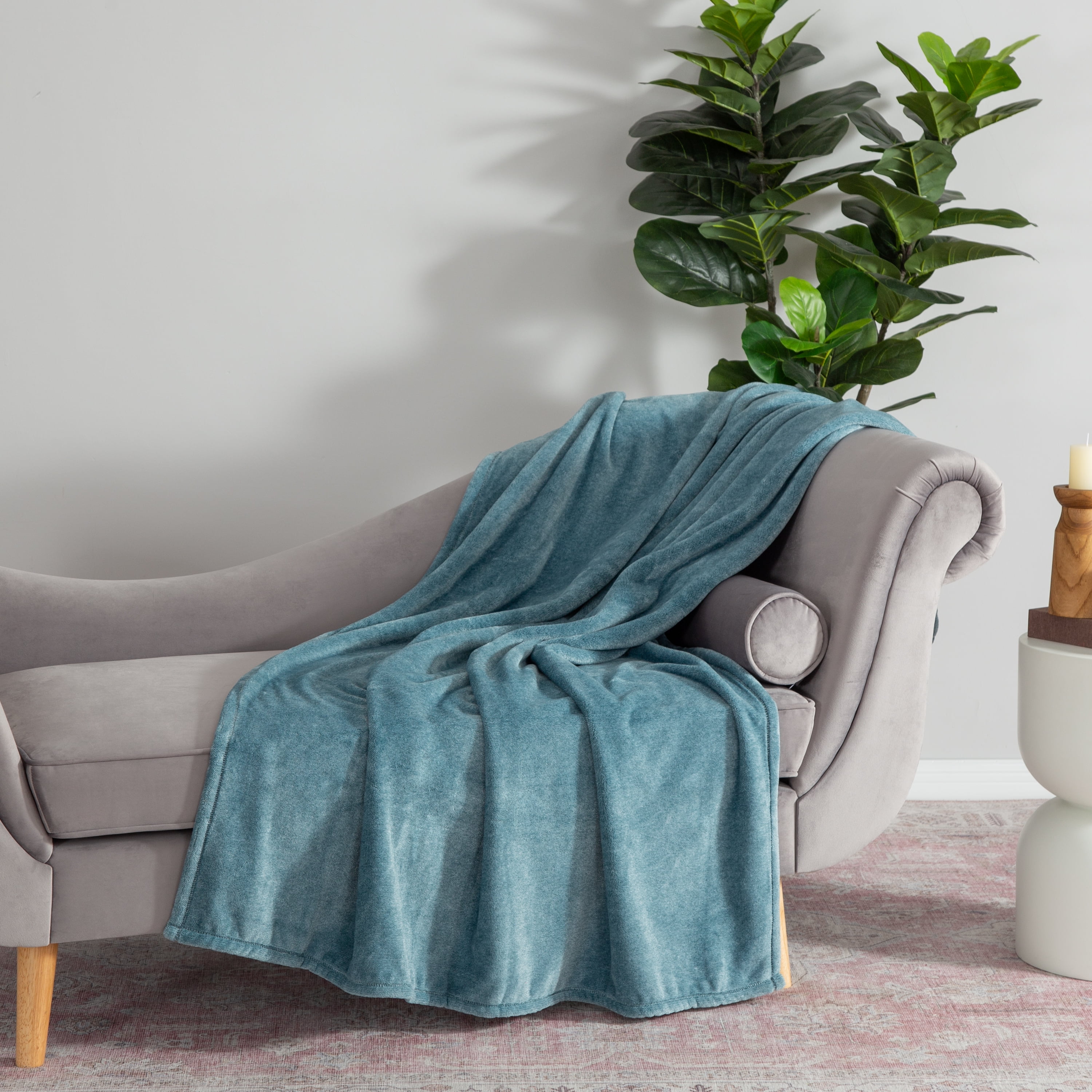 EcoThread™ Heather  VelvetLoft® Adult Throw Blanket, 50” x  70”,  Teal