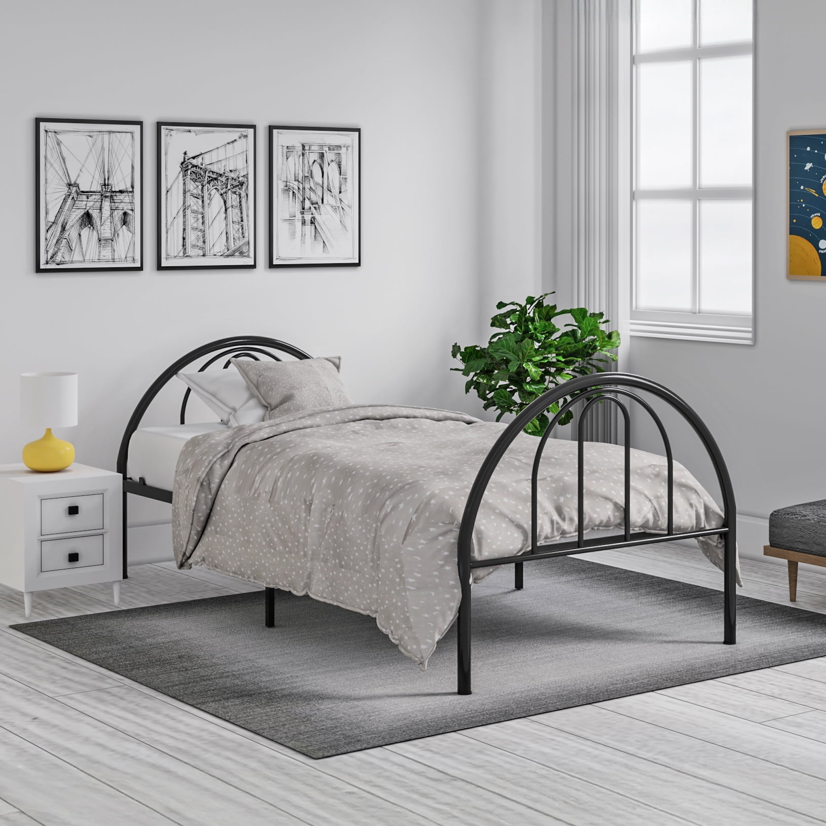 BK Furniture Brooklyn Metal Twin Bed, Black
