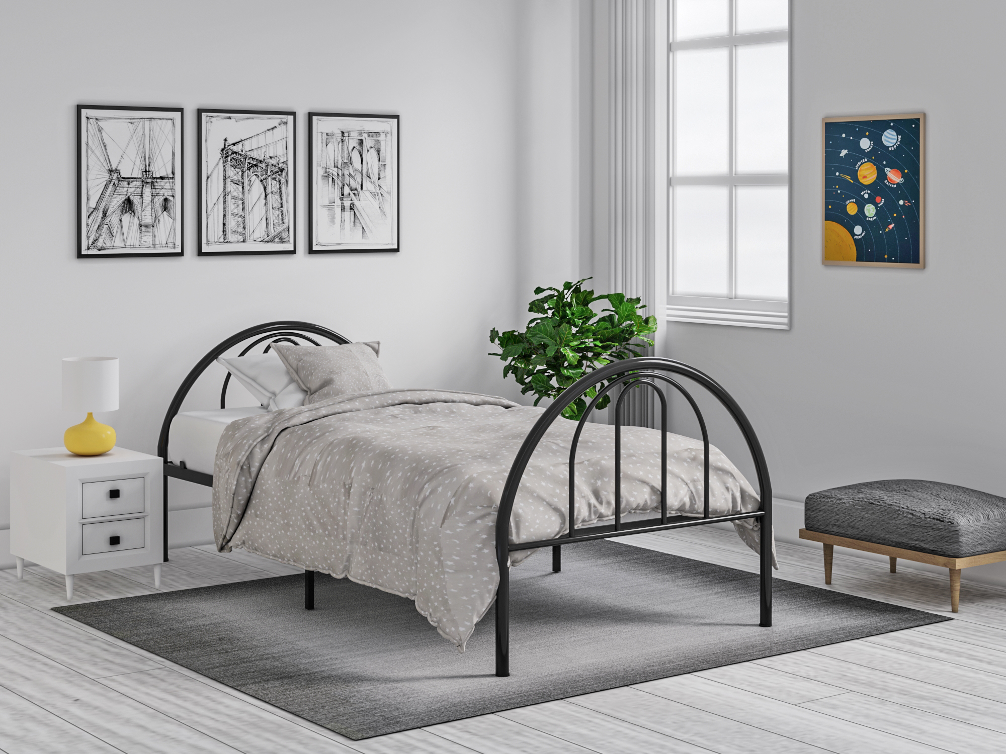 BK Furniture Brooklyn Classic Metal Bed, Twin, Black - image 1 of 4