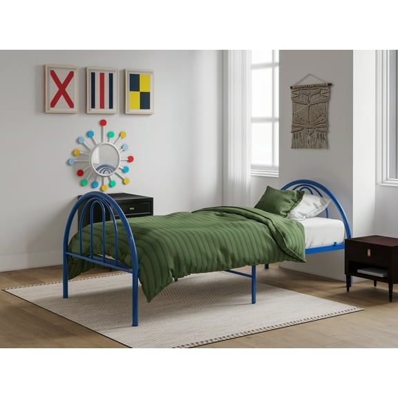BK Furniture Brooklyn Classic Metal Bed, Twin, Blue
