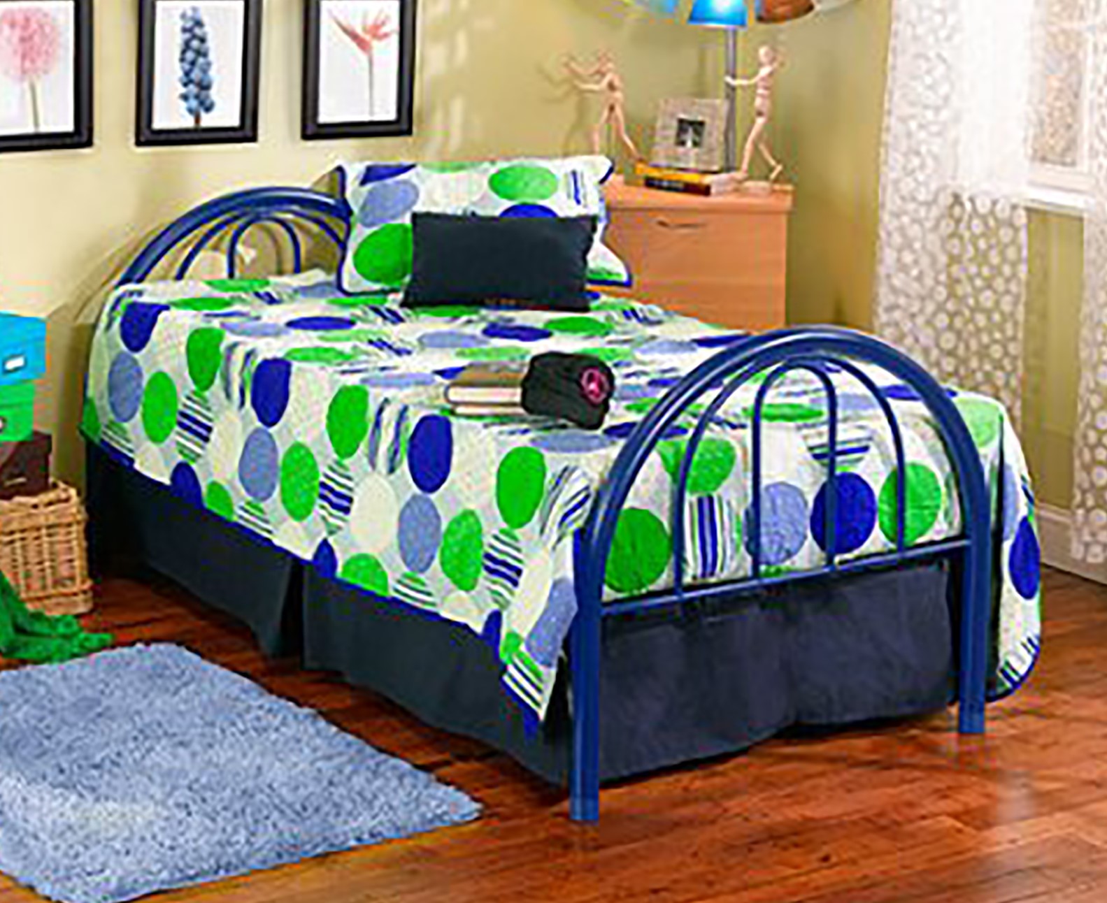BK Furniture Brooklyn Classic Metal Bed, Twin, Blue - image 1 of 6