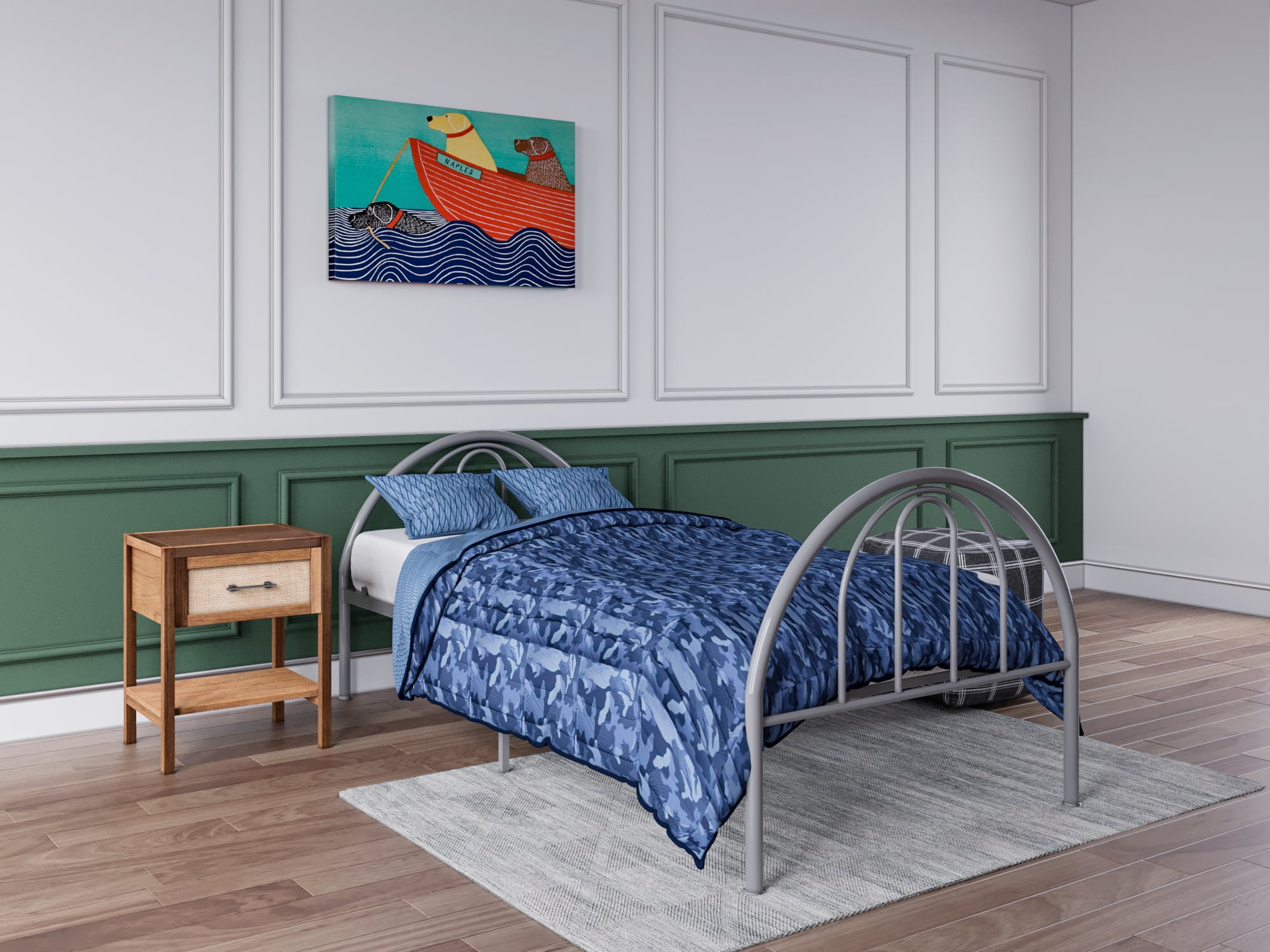 BK Furniture Brooklyn Classic Metal Bed, Twin, Gray