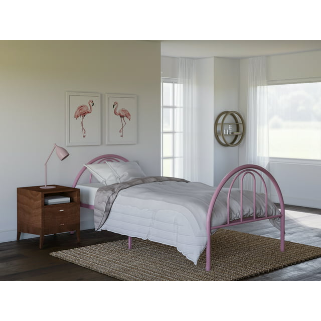 BK Furniture Brooklyn Classic Metal Bed, Twin, Pink
