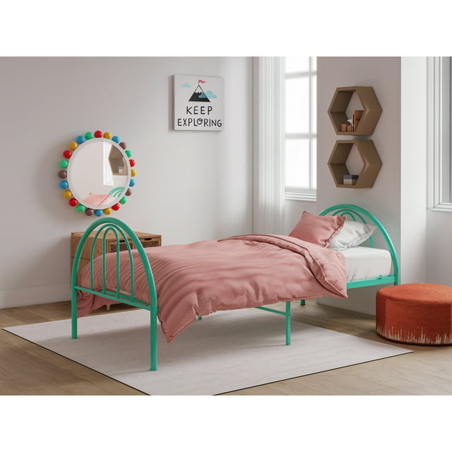 BK Furniture Brooklyn Classic Metal Bed, Twin, Turquoise