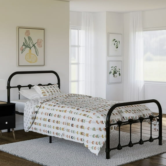 Rack Furniture Melissa Steel Twin Size Home Furniture Kids Bed Frame, Black