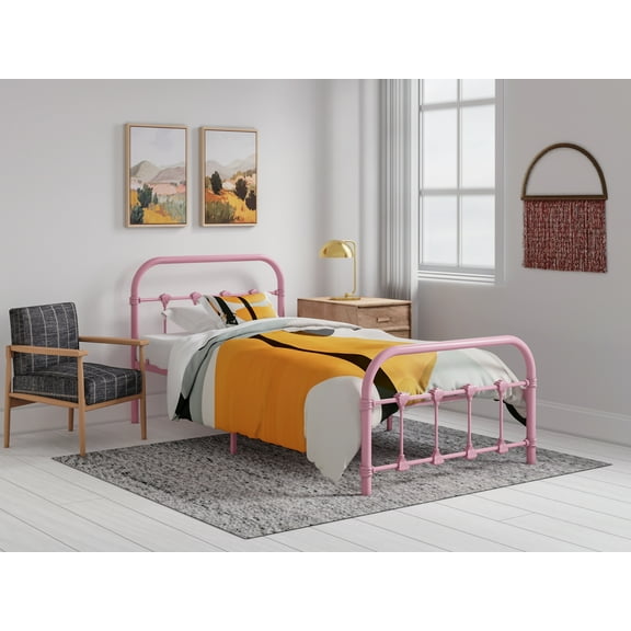 BK Furniture Melissa Metal Bed, Twin, Pink