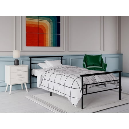BK Furniture Seattle Classic Metal Bed, Twin, Black