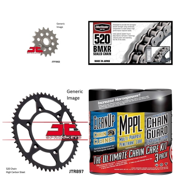 BIKEMASTER 520 BMXR Sealed Chain Natural with MAXIMA Wax, JT Front & Rear Sprocket Kit for Street KTM 690 SM/R 2010-2013