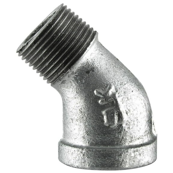 BK Products Galvanized Street Elbow 45 Degree - 1/2 In. - Malleable Iron Pipe Fitting