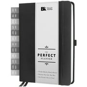 BK Undated Weekly/Monthly Planner 2022-2023 - Daily Planner Agenda & Personal Organizer to Increase Productivity, Academic Planner w/ Sticker Set. A5 5.8 x 8.3 - Black Hardcover