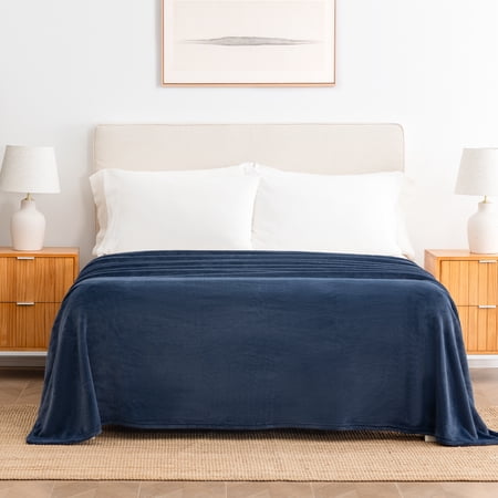 Berkshire Life Cozy Luxe Plush Bed Blanket Historical Blue
