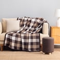 thumbnail image 1 of Berkshire Life Brown Plaid Cozy Soft Reversible Oversized Throw Blanket, 1 of 10